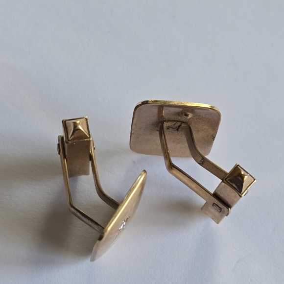 Vintage cuff links gold filled fill cufflinks star celestial clear gems - Picture 8 of 12